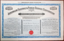 Jerusalem Electric & Public Service Corp. Ltd., 1920s Specimen Share Certificate