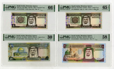 Saudi Arabian Monetary Authority. ND (1983-1984). Lot of 4 Issued Notes.
