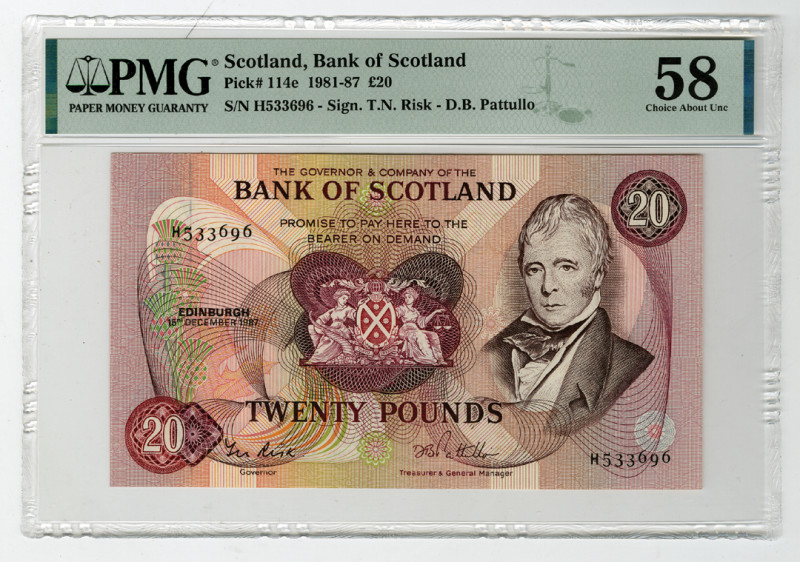 Scotland. 1981-87. 20 Pounds, P-114e, Issued banknote, Brown and maroon on multi...