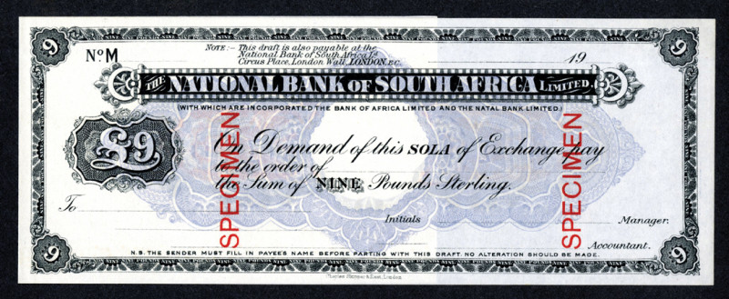 South Africa, ND (ca.1900), £9 Pounds Sterling, P-Unlisted, Specimen Sola of Exc...