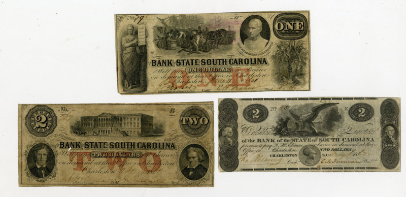 Charleston, South Carolina, 1861-62. Lot of 3 Issued and Cut Cancelled obsolete ...