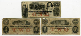 Bank of the State of South Carolina, 1861-62 Obsolete Banknote Trio