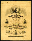 Stephenson County Soldiers Monument Association Membership Certificate dated 1868 by Western BNC.