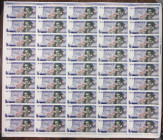 De La Rue Giori S.A. ND (ca.1970's-1980's). Uncut Sheet of 45 Beethoven Advertising Notes.