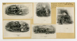 Railroad Vignettes by Franklin Bank Note Co. ca. 1877-1904, 5 Different Proofs Mounted on Archival Storage Envelope