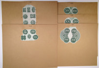 Denomination Counters and Vignettes Mounted on Manila File Folder, ca. 1860-90's