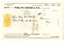 Erie Railway Co. 1866 Shipping Receipt from Phelps, Dodge & Co. with U.S.I.R. RN-B Imprinted Revenue in Orange.