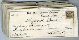 Little Miami Railroad Co., Lafayette Bank I/C Group of Checks, ca. 1875-77