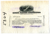 Bendix Aviation Corp., 1920-30's Progress Proof Stock Certificate with Facsimile Signature of Vincent Bendix as President.