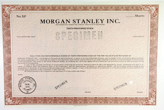 Delaware, 1978. Odd Shares Specimen Tenth Preferred Stock Certificate, Black tex...