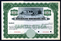 American Brewery, Inc., ca.1900-10 Specimen Stock Certificate.