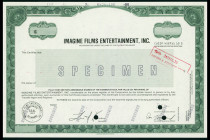 Imagine Films Entertainment, "Ron Howard" Company, Inc. 1986 IPO Specimen Stock Certificate.