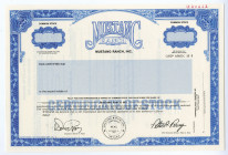 Mustang Ranch, Inc. 1990 Specimen Stock Certificate - Famous Brothel