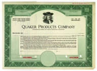 Quaker Products Co., ca.1920's Specimen Stock Certificate