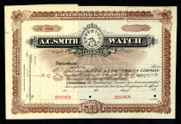 A.C. Smith Watch Co. 1890's Specimen Stock Certificate.