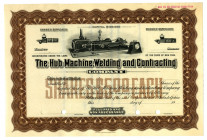 Hub Machine, Welding and Contracting Co. 1910-20 Specimen Stock Certificate