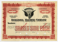 Bergdoll Machine Co., ca. 1900-1920 Early Automobile Company Specimen Stock Certificate