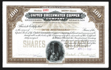 United Greenwater Copper Co., 1907 I/U Stock Certificate