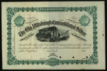 Big Pittsburgh Consolidated Silver Mining Co., 1880's Production Specimen Stock Certificate