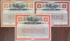 Southern Pacific Co., 1915 Specimen Bond Trio with Multiple Currencies.