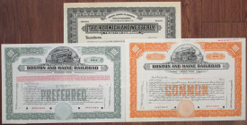 North Eastern Railroad Specimen Stock Certificate Trio, ca.1900-1930