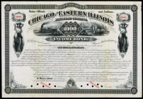 Chicago and Eastern Illinois Railroad Co. 1877 Specimen Bond.