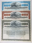 Illinois Central Railroad Co. and Chicago, St. Louis and New Orleans Railroad Co. 1913 Specimen Registered Bond Trio.