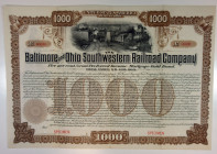 Baltimore and Ohio Southwestern Railroad Co. 1889 Specimen Bond.