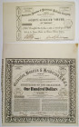 Galveston, Houston & Henderson Railroad Co., 1857 I/U Bond & Fractional Stock Certificate Pair