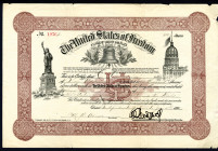 United States of Freedom, 1896 Contribution Certificate for $1000 to the Statue of Liberty Lightening the World.