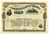 Commonwealth of Virginia, Virginia Funded Debt, 1882 Specimen Bond