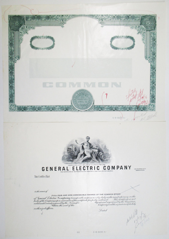 New York, 1976. Lot of 2 pieces, Includes: Odd Shares Progress Proof Stock Certi...