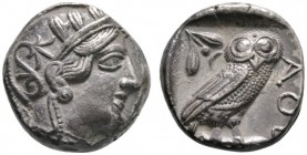Griechische Münzen 
 Attika 
 Athen 
 Tetradrachme nach 449 v. Chr. Athenakopf im attischen Helm nach rechts / Eule mit her­sehendem Kopf nach rech...
