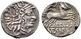 Römische Münzen 
 Römische Republik 
 M. Calidius, Q. Caecilius, Metellos Nepos und Cn. Fulvius 117 oder 116 v. Chr. Denar -Rom-. Roma­kopf mit Flüg...