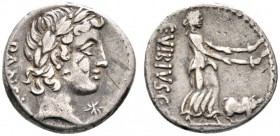 Römische Münzen 
 Römische Republik 
 C. Vibius C.f. Pansa 90 v. Chr. Denar -Rom-. Belorbeerter Apollokopf nach rechts, davor Beizeichen, dahinter P...