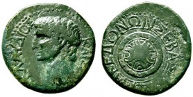 Römische Münzen 
 Kaiserzeit 
 Claudius 41-54 
 AE-23 mm (Provinzialprägung für Makedonia) -Koinon-. Bloße Büste nach links / Verzierter makedonisc...