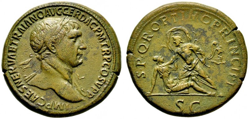Römische Münzen 
 Kaiserzeit 
 Trajanus 98-117 
 Sesterz ca. 104/5-107 -Rom-....