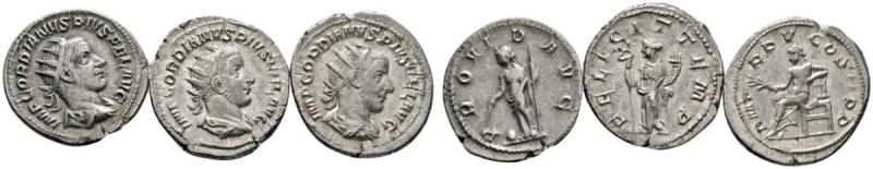 Römische Münzen 
 Kaiserzeit 
 Gordianus III. 238-244 
 Lot (3 Stücke): Anton...