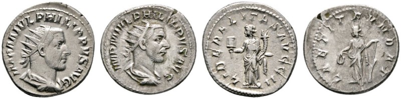 Römische Münzen 
 Kaiserzeit 
 Philippus I. Arabs 244-249 
 Lot (2 Stücke): A...