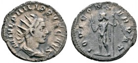 Römische Münzen 
 Kaiserzeit 
 Philippus II. Caesar 244-247 
 Antoninian -Rom-. M IVL PHILIPPVS CAES. Drapierte Büste mit Strahlenkrone nach rechts...