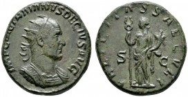 Römische Münzen 
 Kaiserzeit 
 Traianus Decius 249-251 
 Doppelsesterz 249/251 -Rom-. IMP C M Q TRAIANVS DECIVS AVG. Drapierte und gepanzerte Büste...
