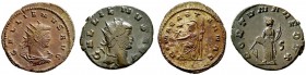 Römische Münzen 
 Kaiserzeit 
 Gallienus 253-268 
 Lot (2 Stücke): Antoniniane -Siscia-. Drapierte Büste mit Strahlenkrone nach rechts / Fortuna na...