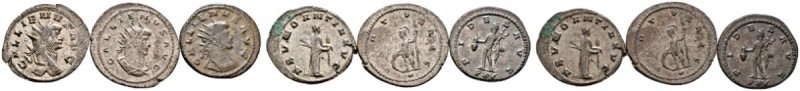 Römische Münzen 
 Kaiserzeit 
 Gallienus 253-268 
 Lot (3 Stücke): Antoninian...