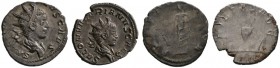 Römische Münzen 
 Kaiserzeit 
 Saloninus 259 
 Lot (2 Stücke): Antoniniane -Köln-. Drapierte Büste mit Strahlenkrone nach rechts / Opfergeräte (RIC...