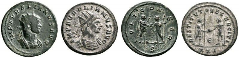 Römische Münzen 
 Kaiserzeit 
 Aurelianus 270-275 
 Lot (2 Stücke): Antoninia...