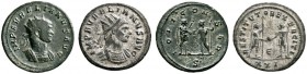 Römische Münzen 
 Kaiserzeit 
 Aurelianus 270-275 
 Lot (2 Stücke): Antoniniane -Antiochia-. Gepanzertes Brustbild mit Strahlenkrone nach rechts / ...