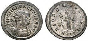 Römische Münzen 
 Kaiserzeit 
 Tacitus 275-276 
 Antoninian 276 -Rom-. IMP C M CL TACITVS AVG. Gepanzerte Büste mit Strahlenkrone nach rechts / FID...