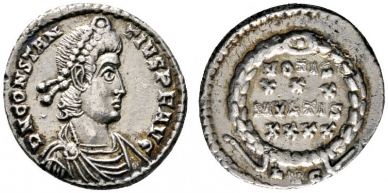 Römische Münzen 
 Kaiserzeit 
 Constantius II. 337-361 
 Siliqua 360/361 -Lug...