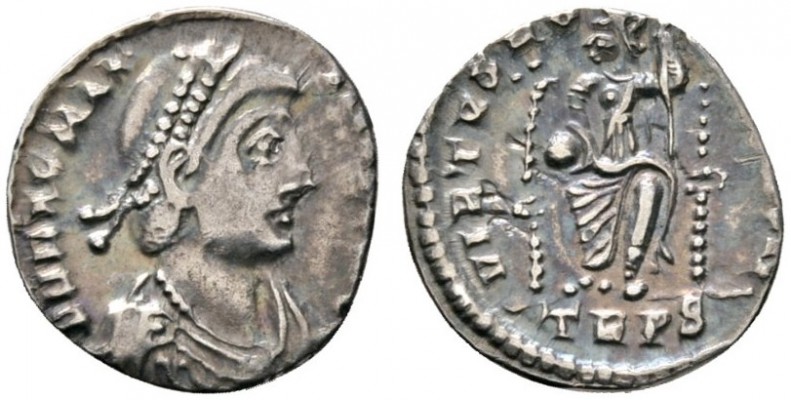 Römische Münzen 
 Kaiserzeit 
 Magnus Maximus 383-388 
 Siliqua -Trier-. D N ...