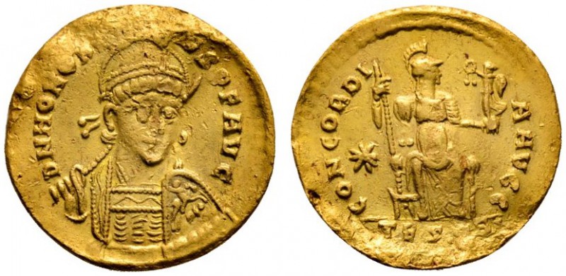Römische Münzen 
 Kaiserzeit 
 Honorius 393-423 
 Solidus 408/420 -Thessaloni...